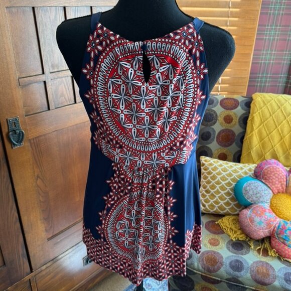 INC International Concepts Red White and Blue Halter Blouse - Picture 4 of 8
